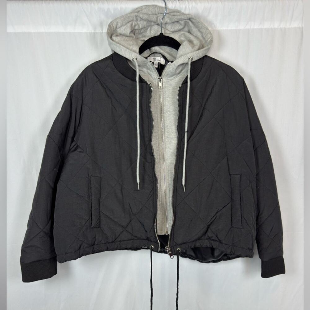 Edit By Nine Black Quilt Puffer With Grey Sweatshirt Lining Size Small